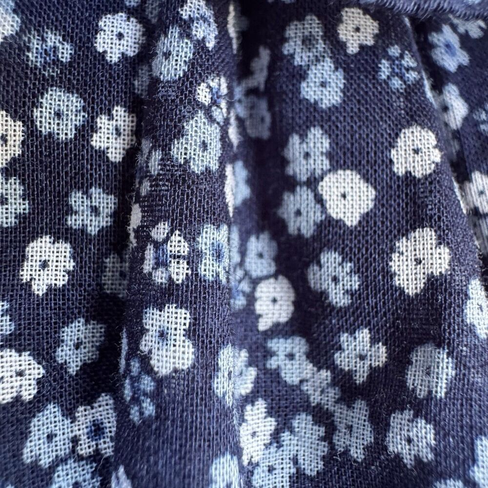 MICHAEL KORS Floral Dress Cotton Lawn Tiered Short Blue Flowers Boho Sz XS - Picture 10 of 16